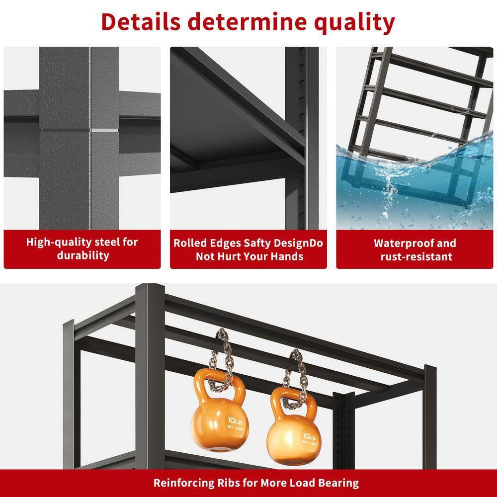 6 Tier Metal Shelves for Storage Garage Shelving, Heavy Duty Storage Shelves Adjustable Garage Shelf in Black+ Gray