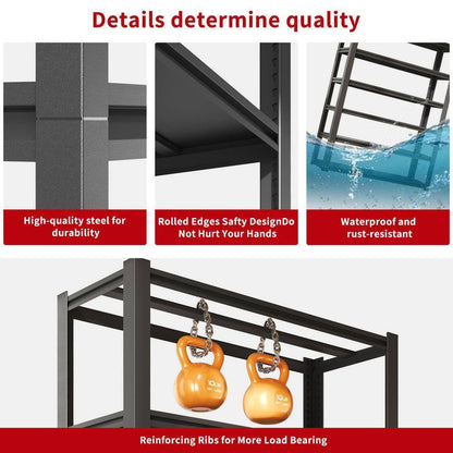 6 Tier Metal Shelves for Storage Garage Shelving, Heavy Duty Storage Shelves Adjustable Garage Shelf in Black+ Gray