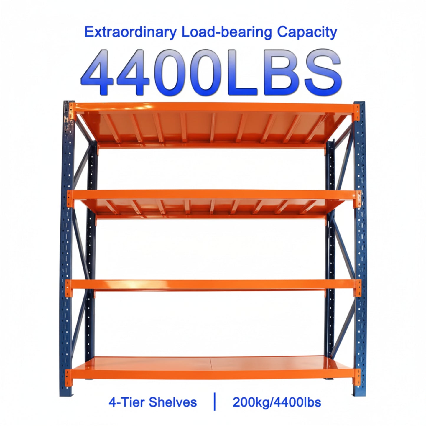 4400 Lb. 4-Tier Orange Steel Heavy Duty Adjustable Freestanding Storage Rack Garage Shelves