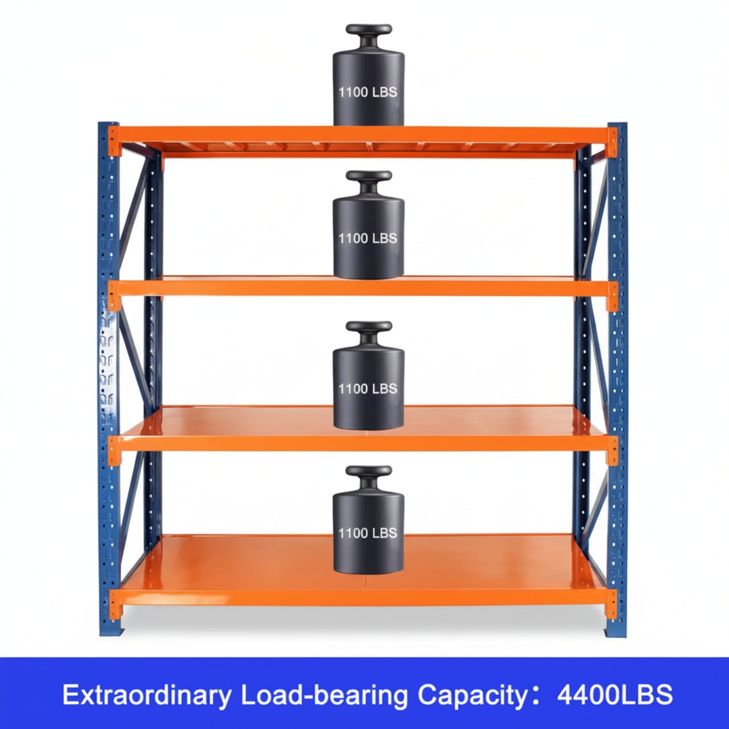 4400 Lb. 4-Tier Orange Steel Heavy Duty Adjustable Freestanding Storage Rack Garage Shelves