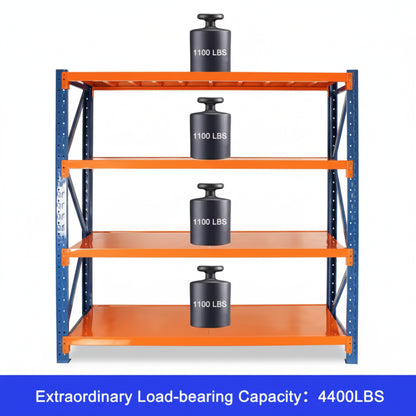 4400 Lb. 4-Tier Orange Steel Heavy Duty Adjustable Freestanding Storage Rack Garage Shelves